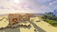 A half-buried temple found on the seed (Image via Minecraft)